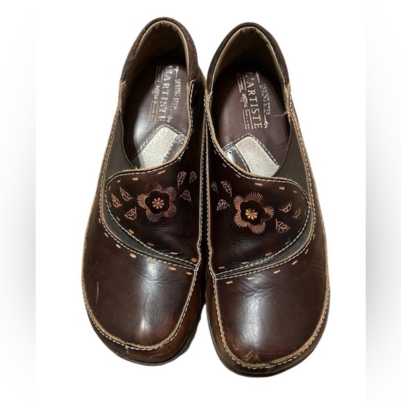 Spring Step L’Artiste Burbank brown leather clogs art to wear tooled leather - Picture 2 of 11